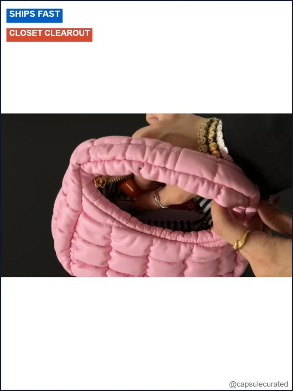 Quilted PU Leather Puffer Hobo Shoulder Bag